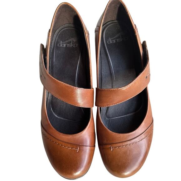 Dansko Brown Leather Wedge Mary Janes Size 38EU Size 7.5-8 US Fall Professional - Picture 1 of 7